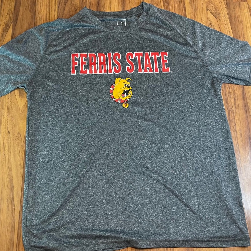 ProEdge Ferris State Bulldogs Shirt Mens Large Gray Performance Tee Activewear L